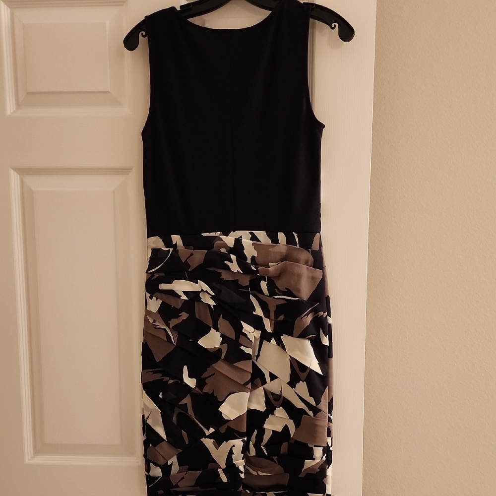 Dkny Abstract Camo Patterned Layered Chiffon Dress - image 5